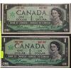 Image 1 : 1867-1967 CANADIAN CENTENNIAL $1 BANKNOTES X2