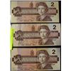Image 1 : 1986 CANADIAN TWO DOLLAR "ROBIN" BANKNOTES X3