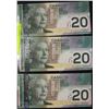 Image 1 : UNC 2004 CANADIAN $20 BANKNOTES CONSECUTIVE S/N X3