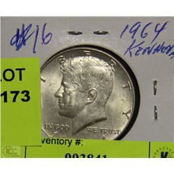 MINT UNCIRCULATED 1964 KENNEDY SILVER HALF DOLLAR