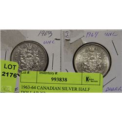 1963-64 CANADIAN SILVER HALF DOLLAR X2