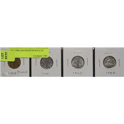 1943-1946 CANADIAN NICKELS X4