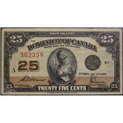 1923 TWENTY FIVE CENT SHINPLASTER