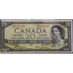 1954 CANADIAN $20 "DEVIL'S FACE" BANKNOTE