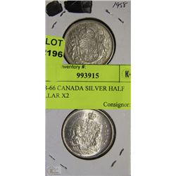 1958-66 CANADA SILVER HALF DOLLAR X2