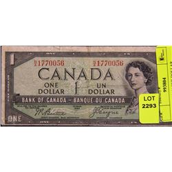 1954 CANADIAN ONE DOLLAR BANKNOTE
