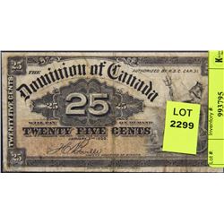 1900 DOMINION OF CANADA 25 CENT SHINPLASTER