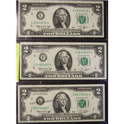 1976 U.S. TWO DOLLAR BANKNOTES X3