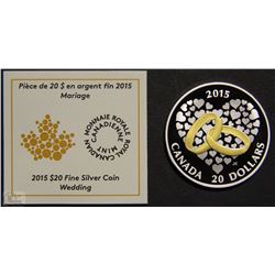 S)2015 FINE SILVER/GOLD WEDDING THEME CANADA $20