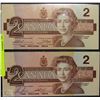 Image 1 : UNCIRCULATED 1986 CANADIAN $2 "ROBIN" BANKNOTE X2