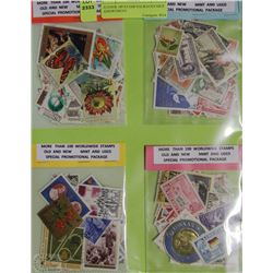 Z) FOUR 100 STAMP PACKAGES NICE ASSORTMENT