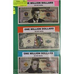 B)U.S ONE MILLION DOLLARS THREE LEGEND ISSUES