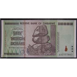 50 TRILLION DOLLAR ZIBABWE BANK NOTE