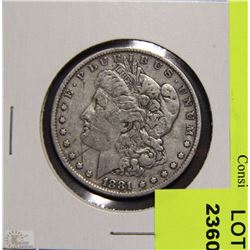 Y)  MORGAN SILVER DOLLAR 1881 (NO MINT MARK)