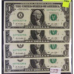 C) LOT OF 4 CONSECUTIVE UNCIRCULATED $1
