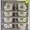 Image 1 : C) LOT OF 4 CONSECUTIVE UNCIRCULATED $1