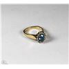 Image 1 : TRP102 14K BLUE TOPAZ AND DIAMOND 0.21CT RING