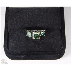 TRP108 925 STAMPED SILVER AND MOISANATE 3.5CT RING