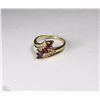 Image 1 : TRP109 14K GOLD AND DIAMOND AND RUBY RING