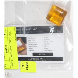 TRP87 CITRINE 64.60CT WITH COA