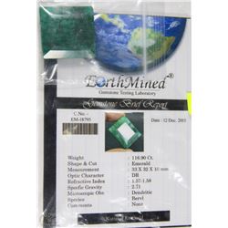 TRP90 NATURAL EMERALD 116.90CT WITH COA