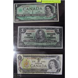 K) CANADIAN ONE DOLLAR BANK NOTES INCLUDING 1967,