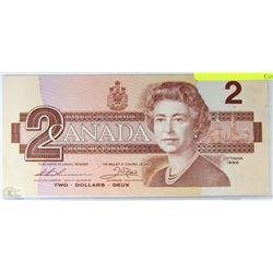 J)CANADIAN 1986 TWO DOLLAR BILL WITH ROBINS