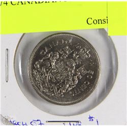 B)1974 CANADIAN FIFTY CENT PIECE