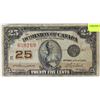 Image 1 : L)1923 SHINPLASTER 25 CENT NOTE FROM DOMINION