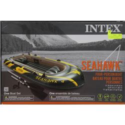 NEW SEAHAWK 4 PERSON BOAT WITH OARS AND AIR PUMP