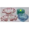 Image 1 : 12 PIECES PINK GREEN AND BLUE DEPRESSION GLASS