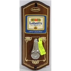 VINTAGE LABATTS BLUE BAR WOOD BOTTLE OPENER