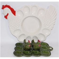 VINTAGE CHICKEN EGG PLATES ONE HAS MATCHING SALT