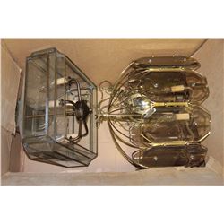 LOT OF 2 RESTAURANT STYLE GLASS AND BRASS