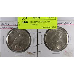 C)TWO PEACE SILVER DOLLARS INCLUDING 1923"S"