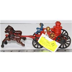 ANTIQUE VINTAGE CAST IRON TOY HORSE DRAWN FIRE