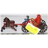 Image 1 : ANTIQUE VINTAGE CAST IRON TOY HORSE DRAWN FIRE