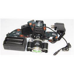 6000 LUMEN TACTICAL LED HEADLIGHT WITH 2 CHARGERS