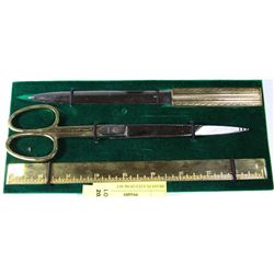 BRASS PLATED DESK SET