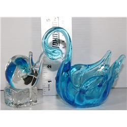 2PCS ART GLASS INCL. SWAN AND SNAIL