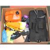 Image 1 : BOX W/WORK SUPPLIES - HIGH VIS VEST, RESPIRATOR,