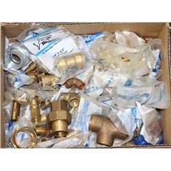 BOX OF NEW BRASS PLUMBING FITTINGS