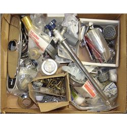 BOX W/NEW PLUMBING SUPPLIES, TUB FILLER,