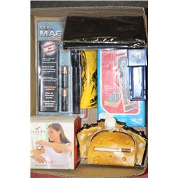 BOX W/NEW MINI MAGLITE, PASSPORT HOLDER,