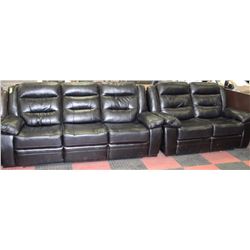 NEW BLAKE BLACK LEATHERETTE RECLINING SOFA AND