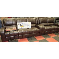 NEW DARK BROWN LEATHERETTE RECLINING SOFA AND