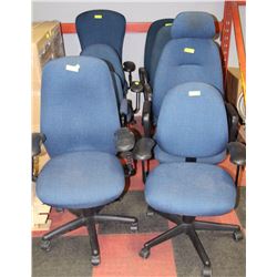 BLUE FABRIC HYDRAULIC SWIVEL OFFICE CHAIRS X8