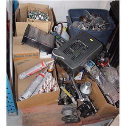 PALLET WITH CAULKING, WINCHES, BATTERY BOOSTER