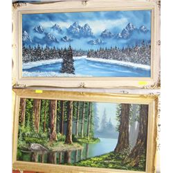 VINTAGE OIL ON CANVAS X2