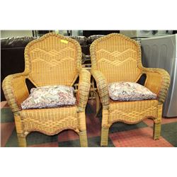 TWO WICKER CHAIRS WITH CUSHIONS